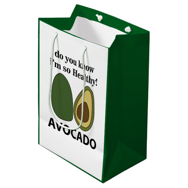 Sacola Para Presentes Média Avocado Sabe que sou tão saudável aclamado (Frente inclinada)