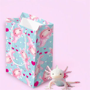 Sacola Para Presentes Média Axolotl Love rosa