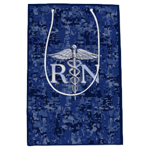Sacola Para Presentes Média Azuis marinhos Camo do Caduceus do RN Silber da
