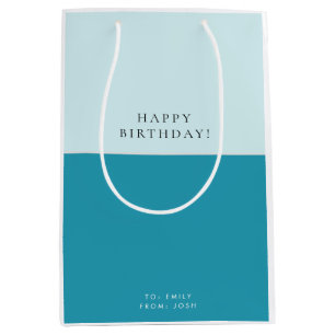 Sacola Para Presentes Média Azul Aqua Moderno Aniversário