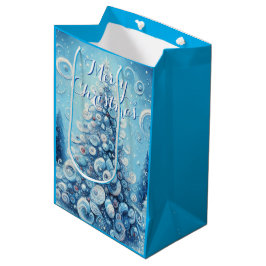 Sacola Para Presentes Média Azul-árvore de Natal Impressionante e Impressionan