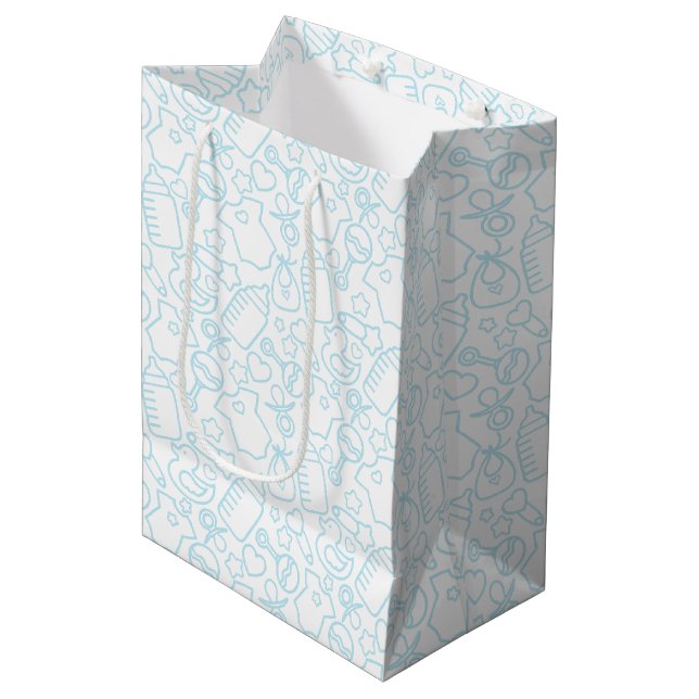 Sacola Para Presentes Média Azul-branco-aspersão doce (Frente inclinada)