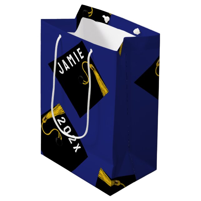 Sacola Para Presentes Média Azul de Graduação (Frente inclinada)