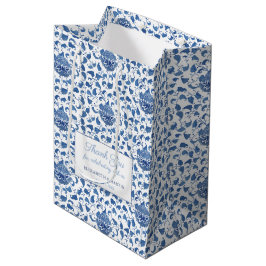 Sacola Para Presentes Média Azul e Branco Casamento Vintage Chinoiserie Bem-vi