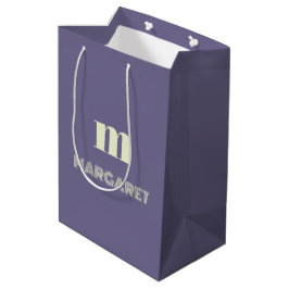 Sacola Para Presentes Média azul e branco personalizado nome inicial moderno