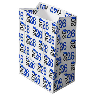 Sacola Para Presentes Média Azul e Preto para Graduação 2025