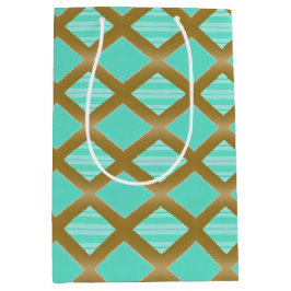 Sacola Para Presentes Média Azul Elegante e Trendy Aquamarine, Dourado