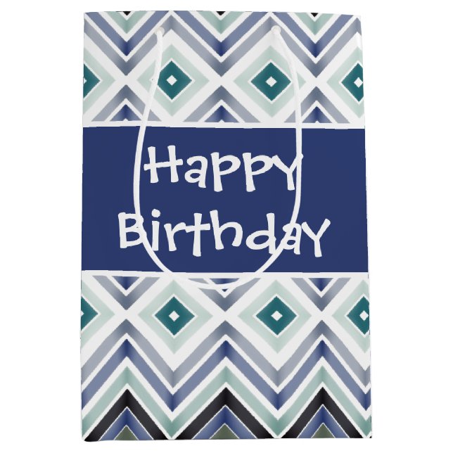 Sacola Para Presentes Média Azul Escuro Padrão (Frente)