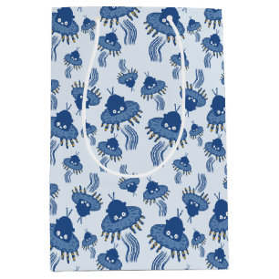 Sacola Para Presentes Média Azul Kawaii Octopus UFO