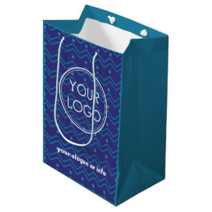 Sacola Para Presentes Média Azul Logotipo personalizado Promocional comercia