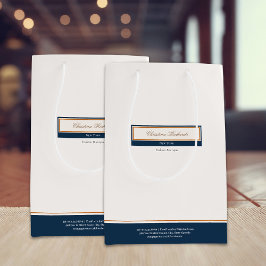 Sacola Para Presentes Média Azul-marfim Marinho clássico