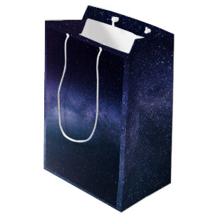 Sacola Para Presentes Média Azul Marinho Galáxia Noite Estrelada Estrelas Mode