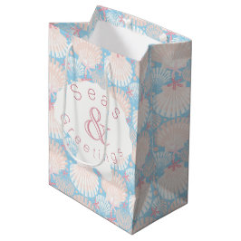 Sacola Para Presentes Média Azul-Natal costeiro