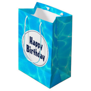 Sacola Para Presentes Média Azul Piscina Clara Foto de Água Aniversário
