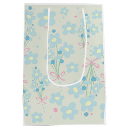 Sacola Para Presentes Média Azul Suave e Harmonia Rosa