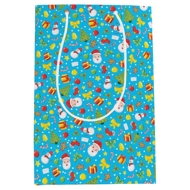 Sacola Para Presentes Média Azul tropical de Natal (Frente)