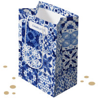 Azulejo Mediterrâneo Branco e Azul Personalizado
