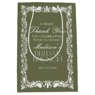 Sacola Para Presentes Média Azulejo Verde Talavera Fiesta Bridal Brunch