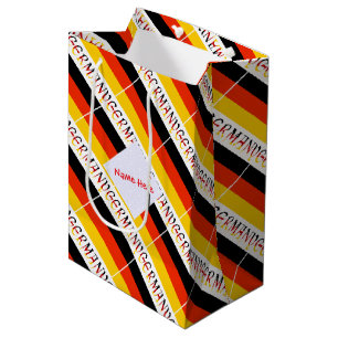 Sacola Para Presentes Média Azulejos com Nome Vermelho Personalizado Bandeira