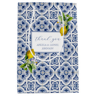 Sacola Para Presentes Média Azulejos de limão da Costa do Amalfi Itália Nomes
