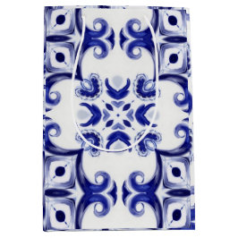 Sacola Para Presentes Média Azulejos mediterrânicos, majolica, Siciliana,