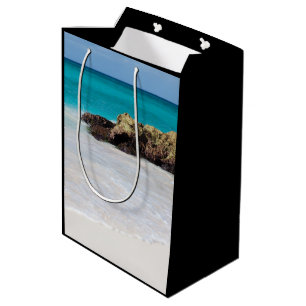 Sacola Para Presentes Média Azure Ocean Sandy Beach Photo