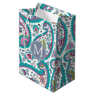 Sacola Para Presentes Média B Padrão de Paisley do Boteh Persa Monograma M Pr