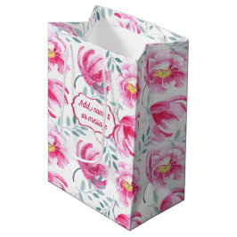 Sacola Para Presentes Média Baby Pink English Rosas