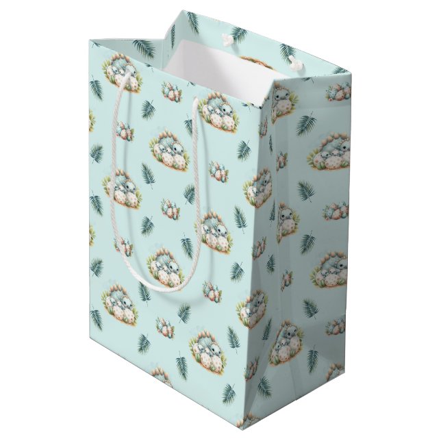Sacola Para Presentes Média Baby Shower Gift Bag Baby Dinosaur Pattern (Verso inclinado)