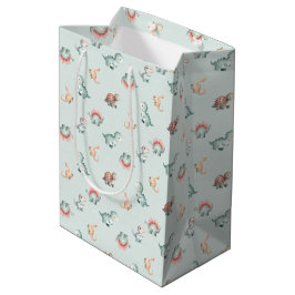 Sacola Para Presentes Média Baby Shower Gift Bag Mixed Dinosaur Pattern Party