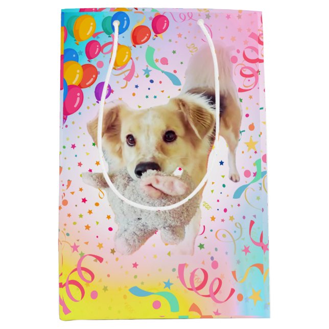 Sacola Para Presentes Média Bag de aniversário divertida de Fee - Celebrações  (Frente)