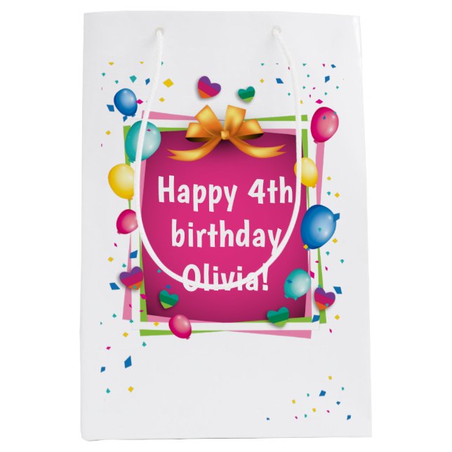 Sacola Para Presentes Média Bag de aniversário personalizada (Frente)