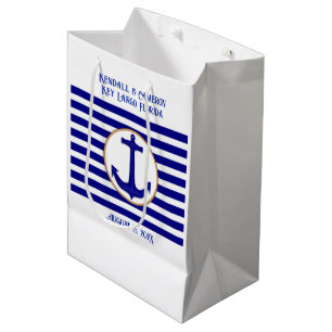 Sacola Para Presentes Média Bag de Papel de Boas-vindas do Ancorador do Marinh