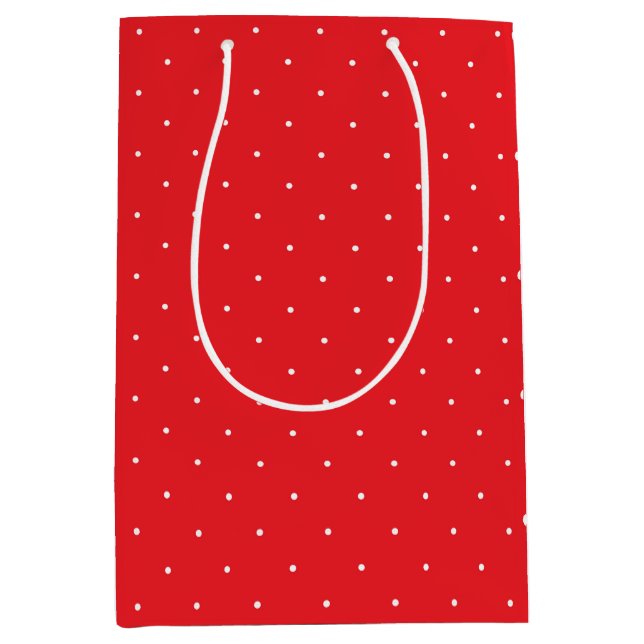 Sacola Para Presentes Média Bag de presente de Bolinhas vermelha e branca (Frente)