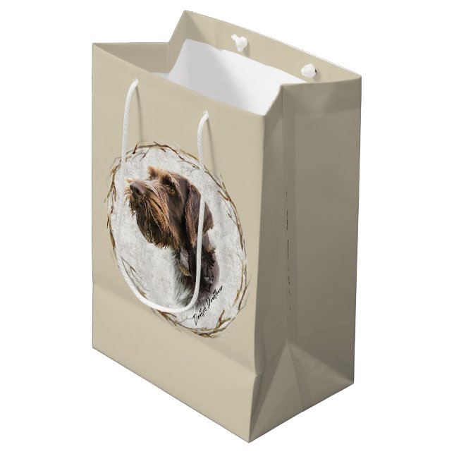Sacola Para Presentes Média Bag de Presente Médio de Ponteiro Wirehaired Alemã (Frente inclinada)