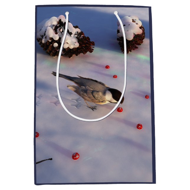 Sacola Para Presentes Média Bag de presentes de inverno de frango (Frente)