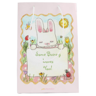 Sacola Para Presentes Média Bag Dif Bunny Amor Rosa