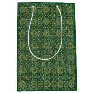 Sacola Para Presentes Média Bag Gift Árabe Verde e Dourada