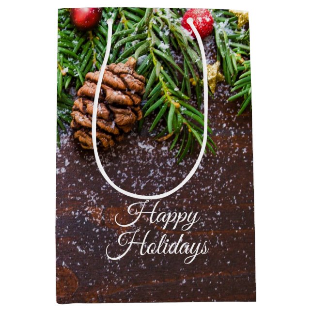 Sacola Para Presentes Média Bag Rustic Christmas Gift (Frente)