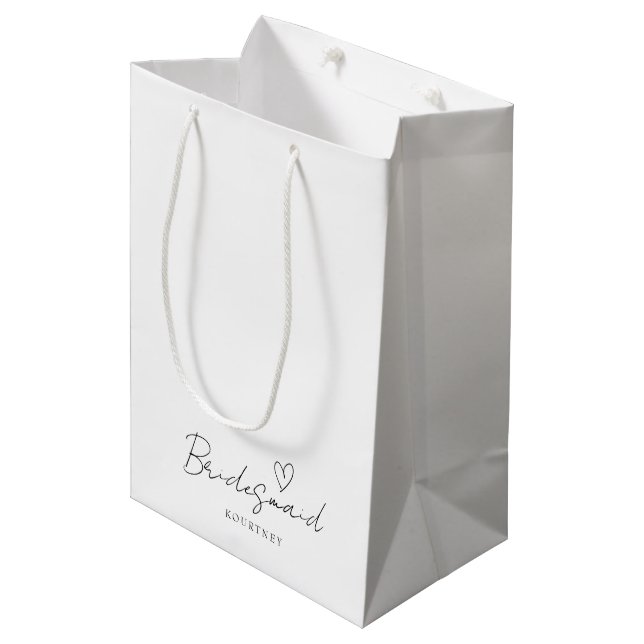 Sacola Para Presentes Média Bag Simples Personalizada de Bridesmaid (Frente inclinada)