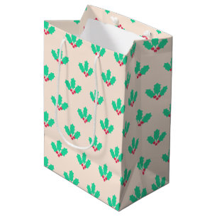 Sacola Para Presentes Média Baga de Azevinho de Natal
