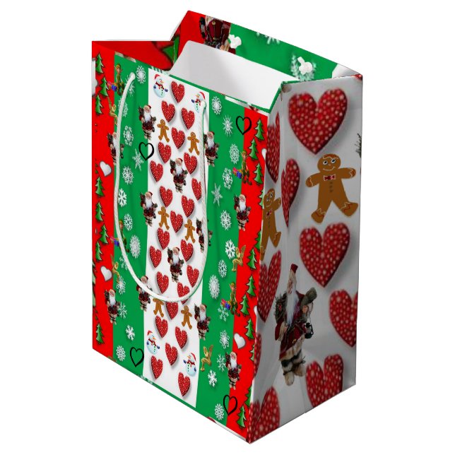 Sacola Para Presentes Média Bagagens de presentes de Natal (Verso inclinado)