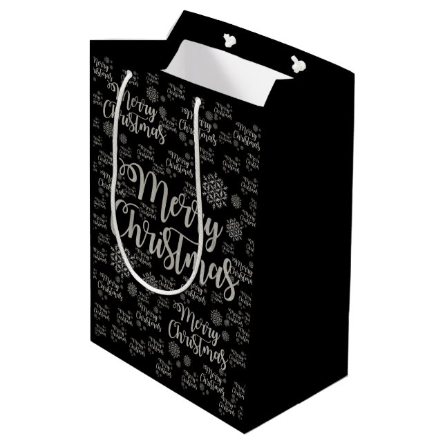 Sacola Para Presentes Média Bagagens de presentes de Natal felizes (Verso inclinado)
