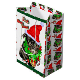 Sacola Para Presentes Média Bah Hum Pug Christmas