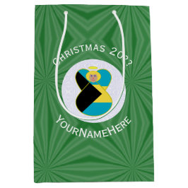 Sacola Para Presentes Média Bahamian Flag Christmas Blonde Angel Personalizado