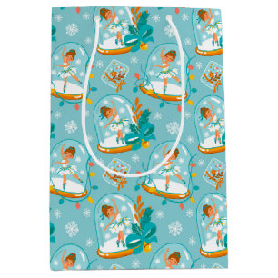 Sacola Para Presentes Média Bailarina de Bola de Neve de Natal