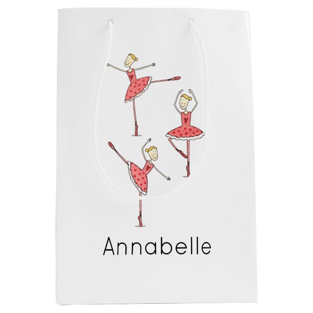 Sacola Para Presentes Média Bailarina Personalizada Dançarina de Ballet (Frente)