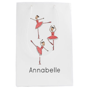 Sacola Para Presentes Média Bailarina Personalizada Dançarina de Ballet