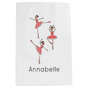 Sacola Para Presentes Média Bailarina Personalizada Dançarina de Ballet