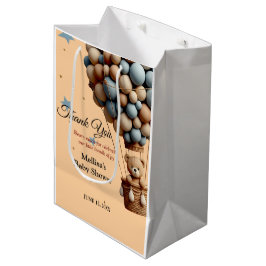 Sacola Para Presentes Média Balão de ar quente Pastel Chá de fraldas Urso de T